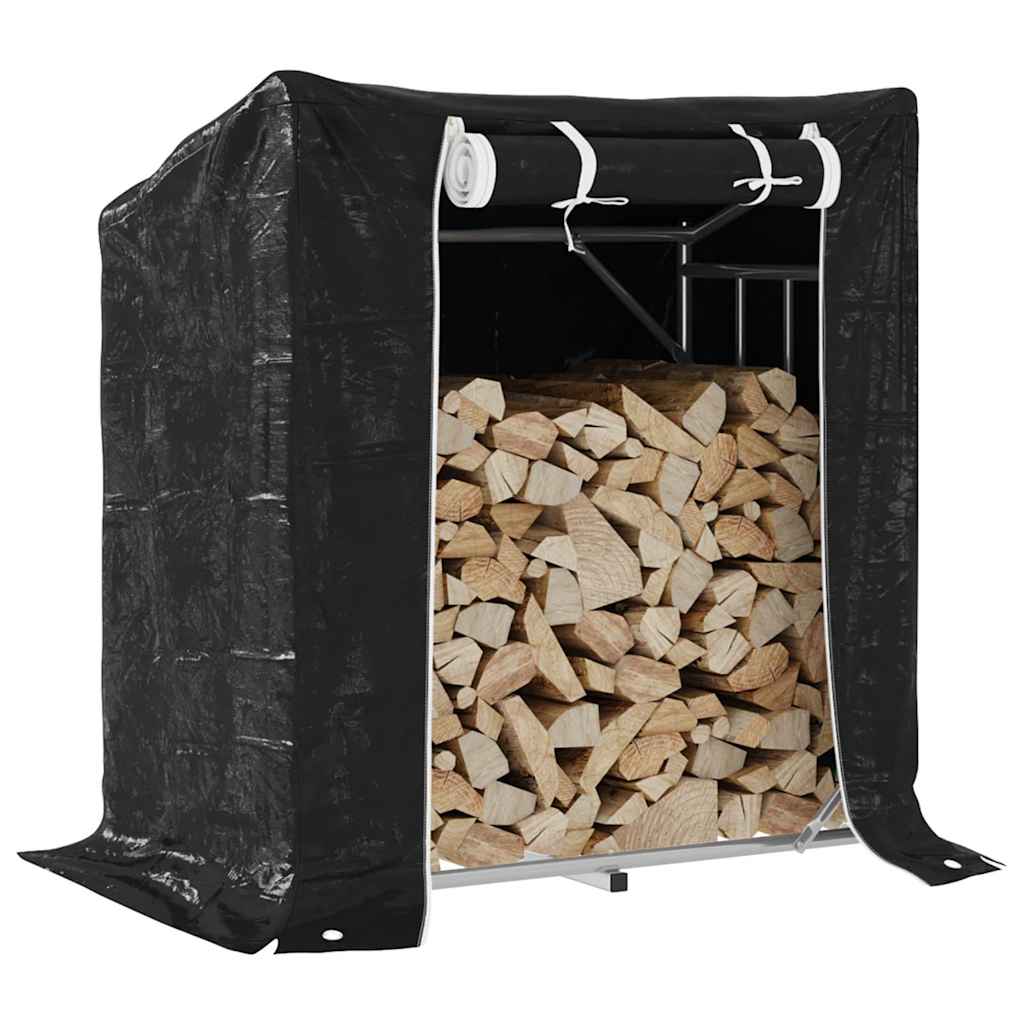 Vedstativ med regntrekk 101x61x110,5 cm galvanisert stål