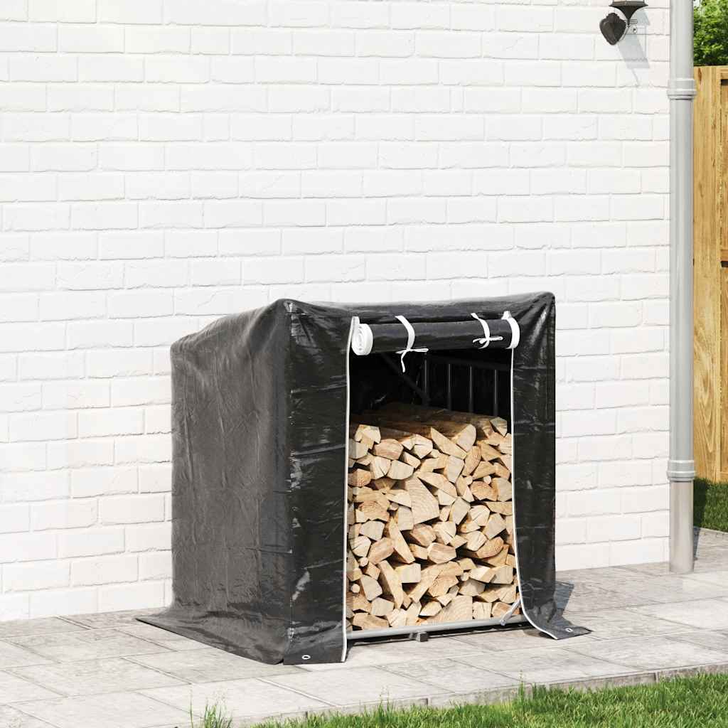 Vedstativ med regntrekk 100,5x80,5x110,5 cm galvanisert stål