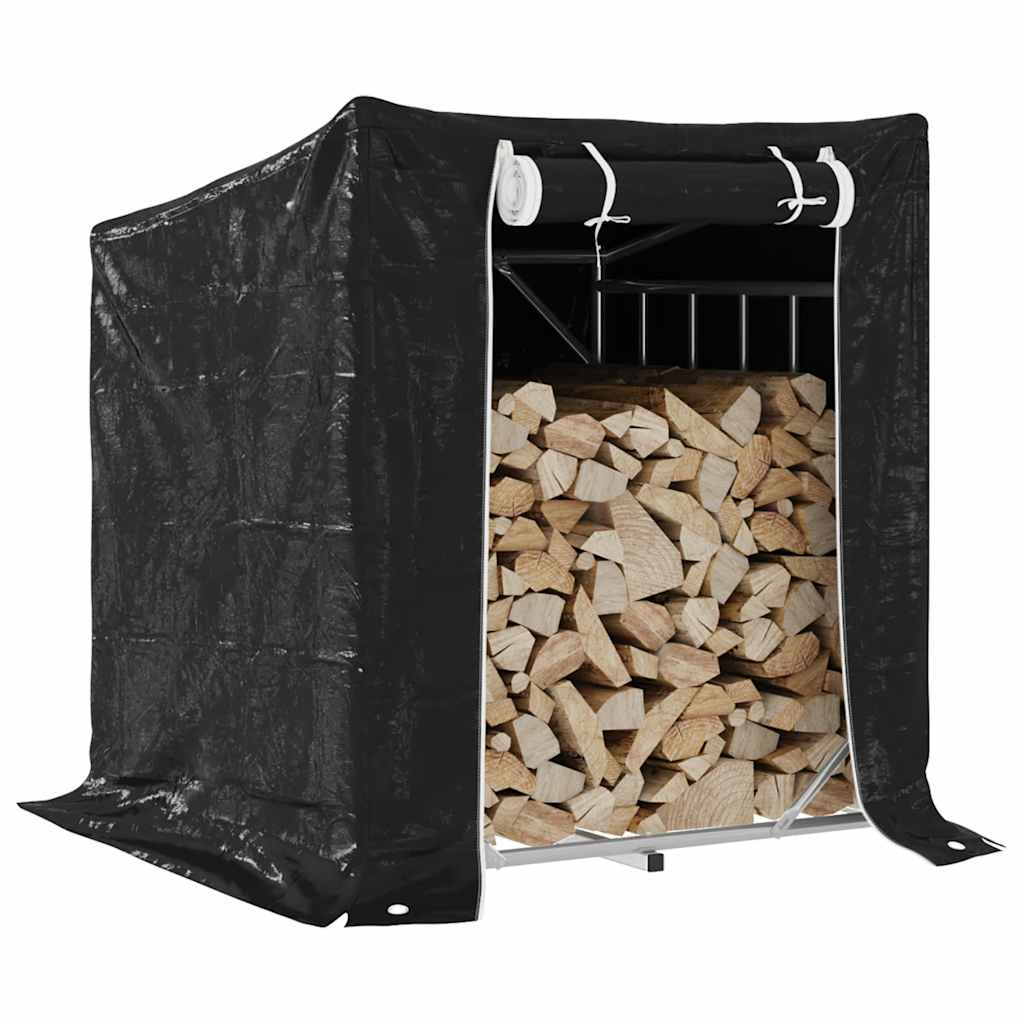 Vedstativ med regntrekk 100,5x80,5x110,5 cm galvanisert stål