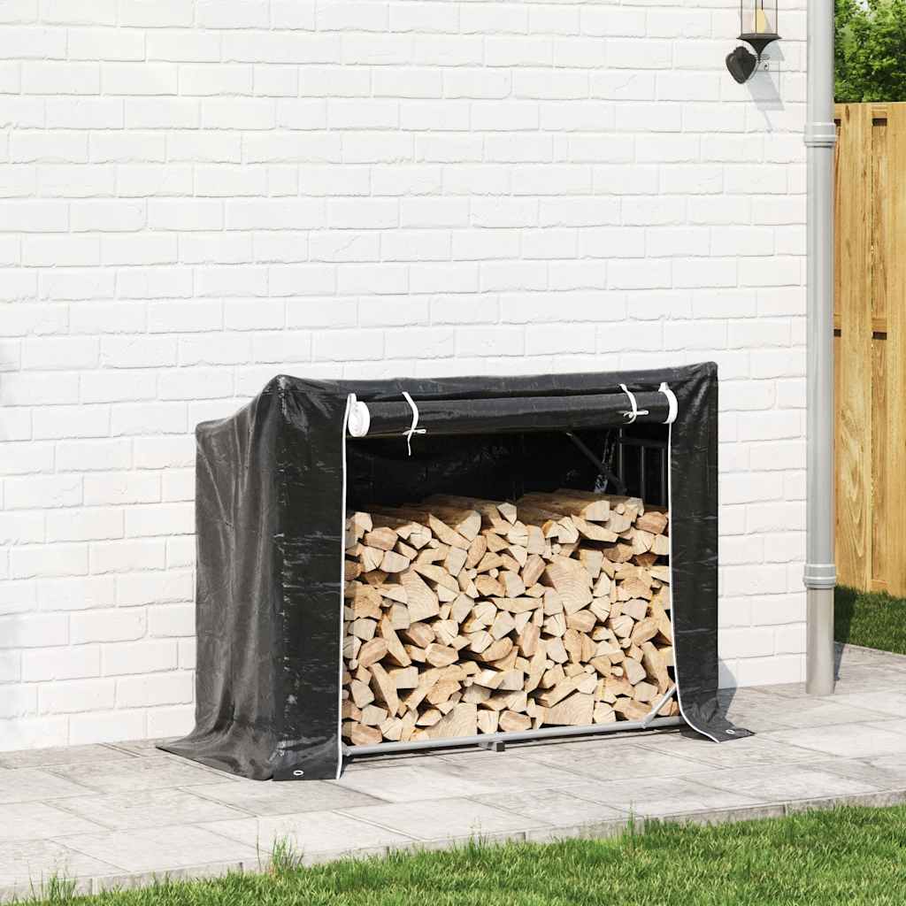 Vedstativ med regntrekk 151x60,5x110,5 cm galvanisert stål