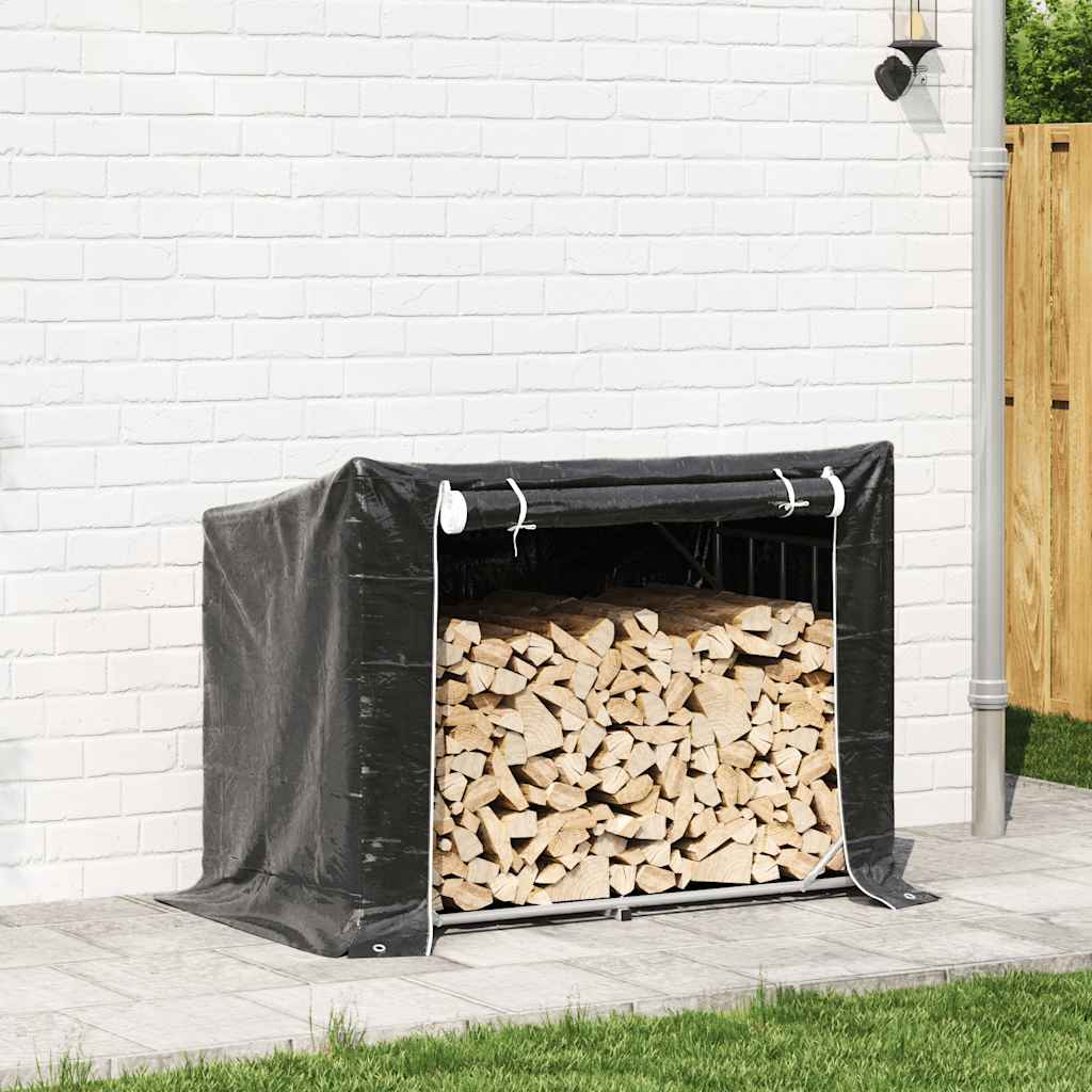 Vedstativ med regntrekk 151x80,5x110,5 cm galvanisert stål