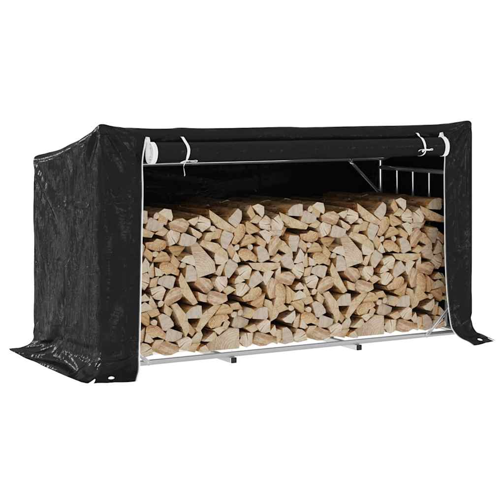 Vedstativ med regntrekk 200,5x80,5x110,5 cm galvanisert stål vidaXL