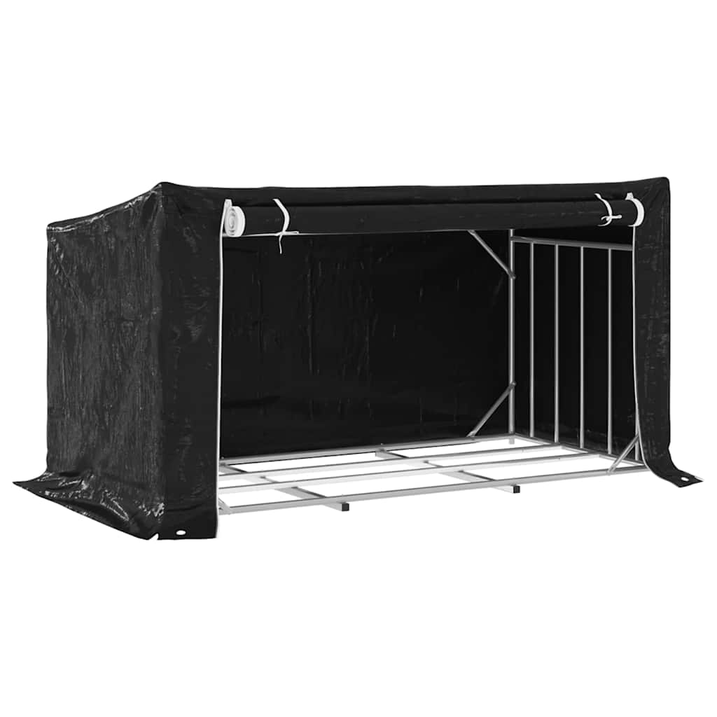 Vedstativ med regntrekk 200,5x100,5x110,5 cm galvanisert stål
