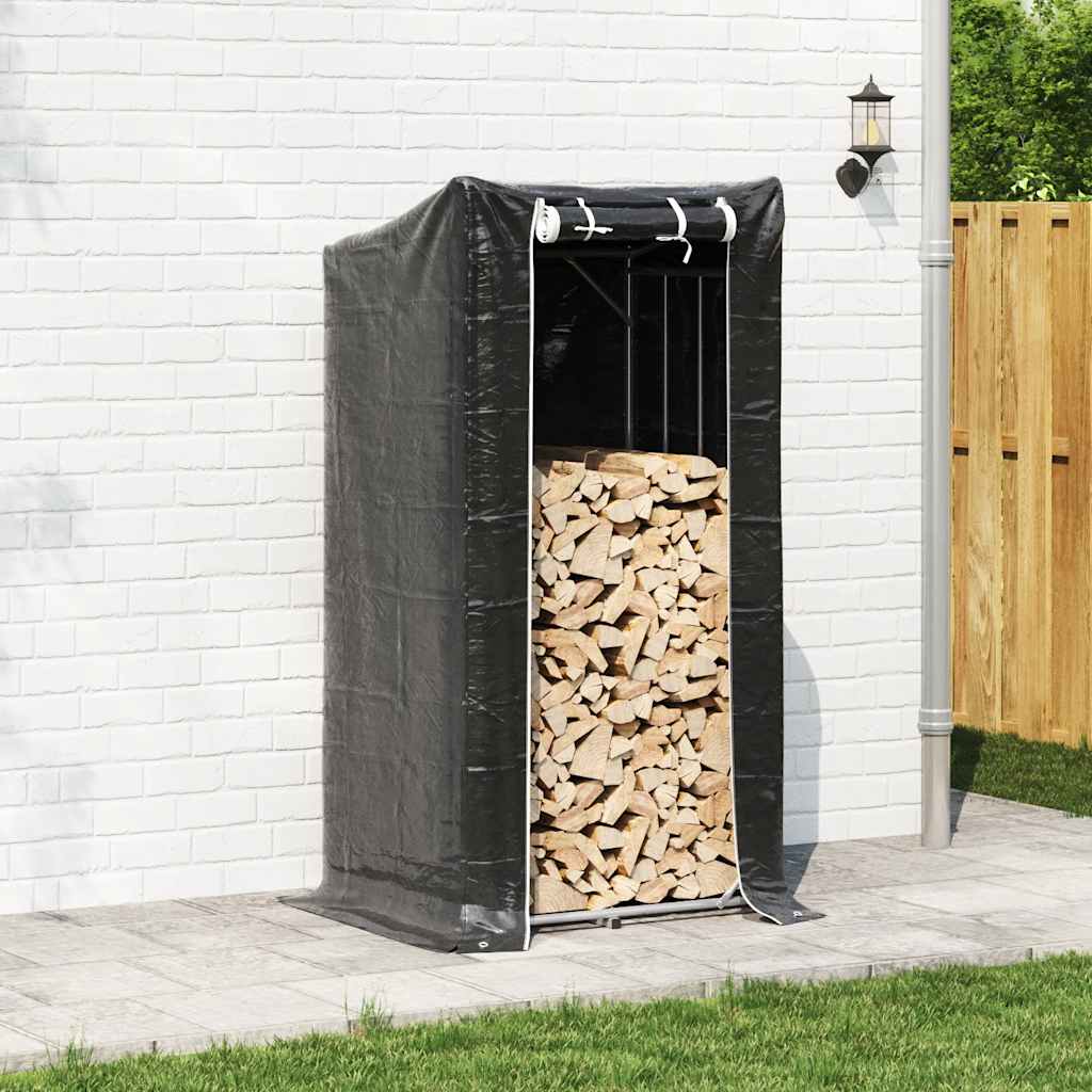 Vedstativ med regntrekk 100x80x200 cm galvanisert stål