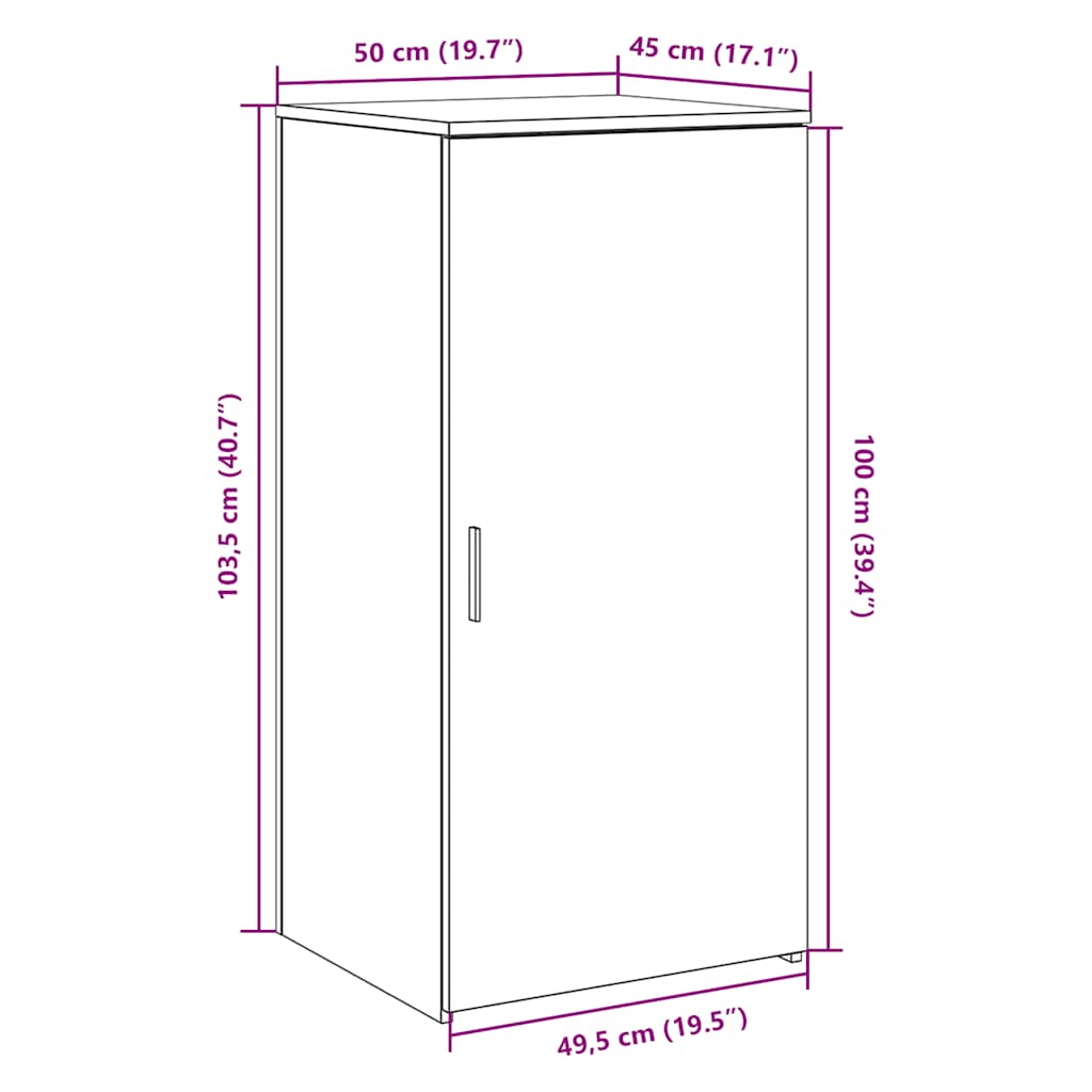 Oppbevaringsskap hvit 50x45x103,5 cm konstruert tre