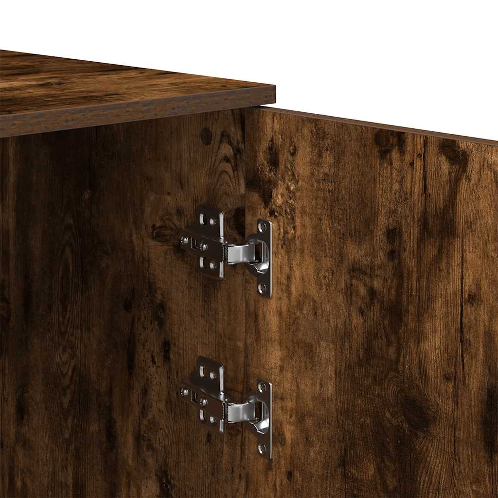 Oppbevaringsskap røkt eik 50x45x103,5 cm konstruert tre