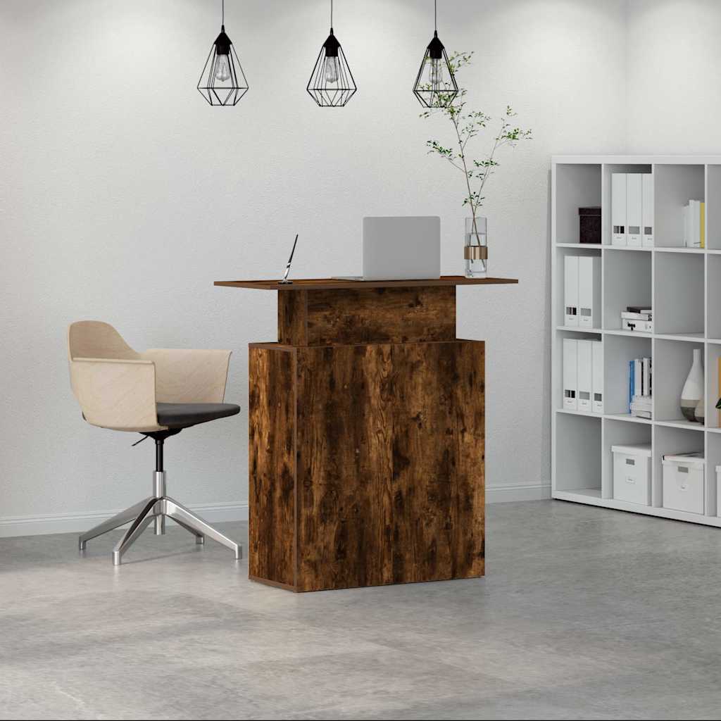 Resepsjonspult røkt eik 100x40x104 cm konstruert tre