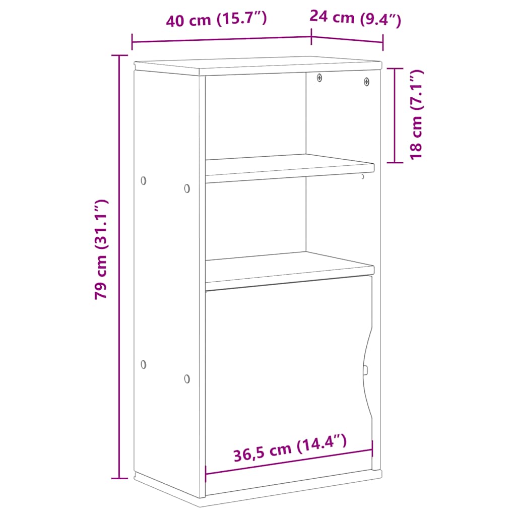 Sideskap ODDA hvit 40x24x79 cm heltre furu