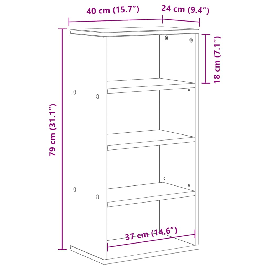 Sideskap ODDA 40x24x79 cm heltre furu