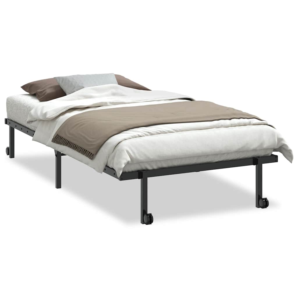 Sengeramme uten madrass sammenleggbar svart 100x190 cm stål