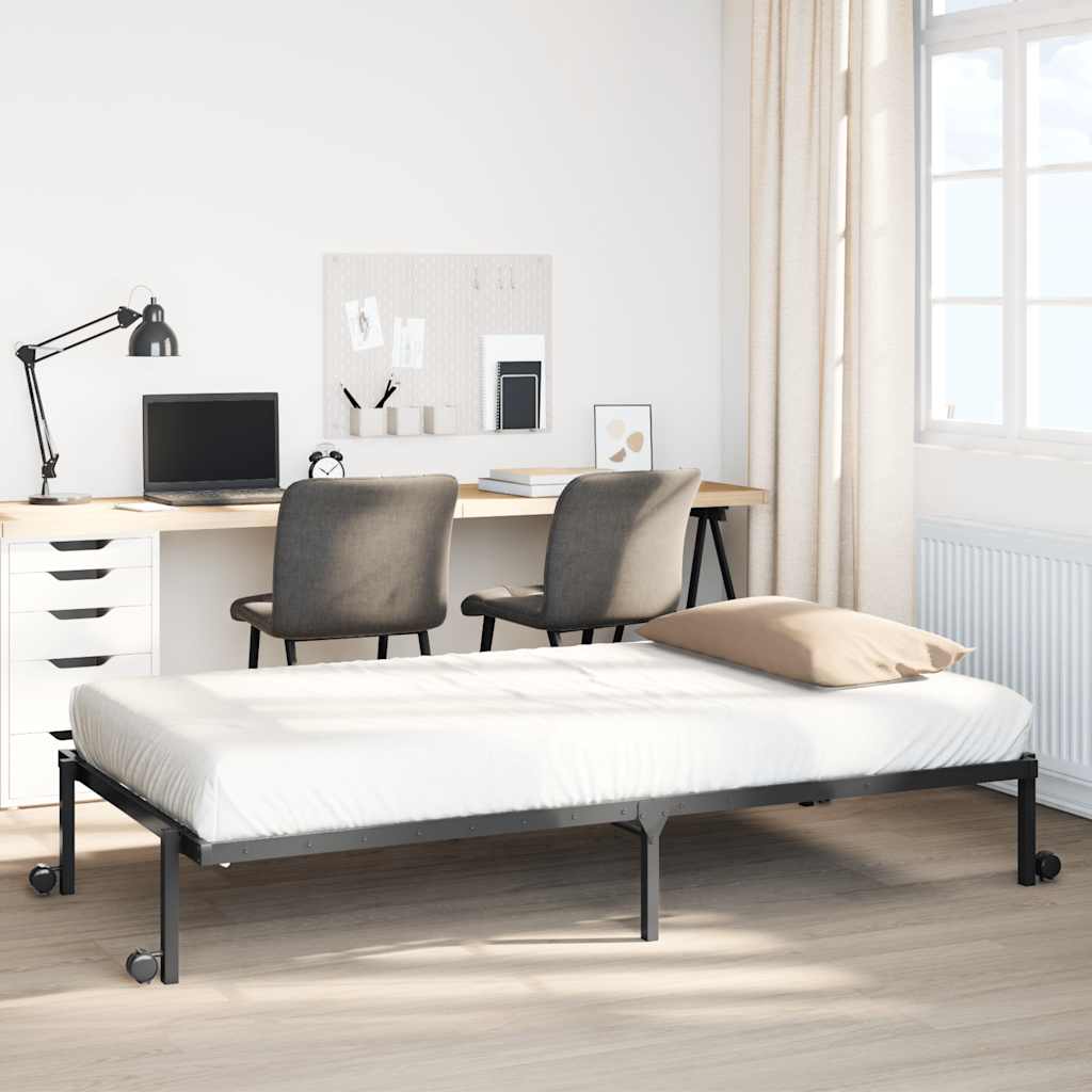 Sengeramme uten madrass sammenleggbar svart 100x190 cm stål