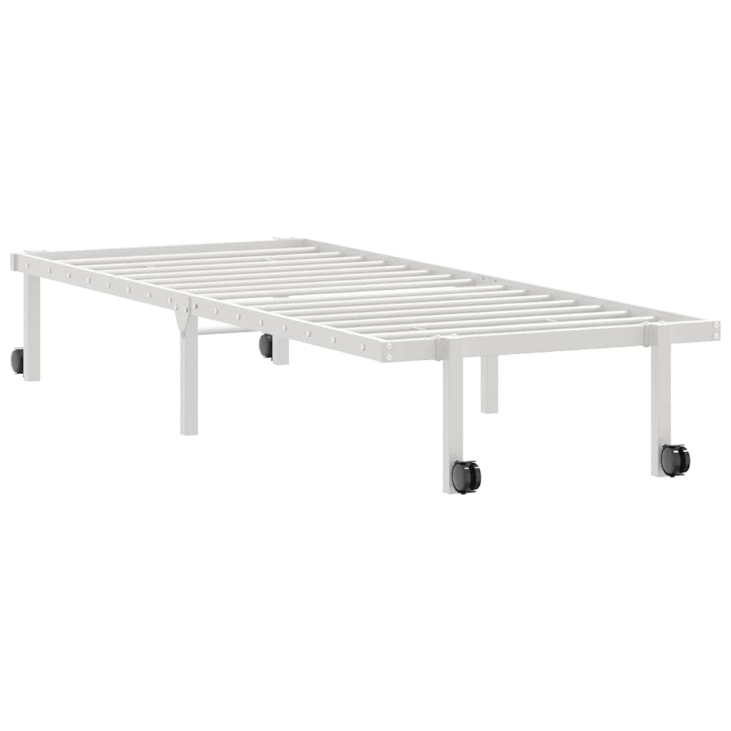 Sengeramme uten madrass sammenleggbar hvit 75x190 cm stål