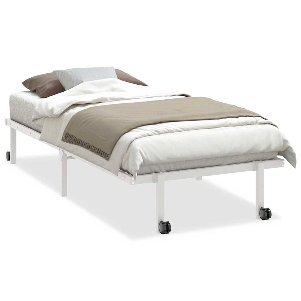 Sengeramme uten madrass sammenleggbar hvit 90x190 cm stål