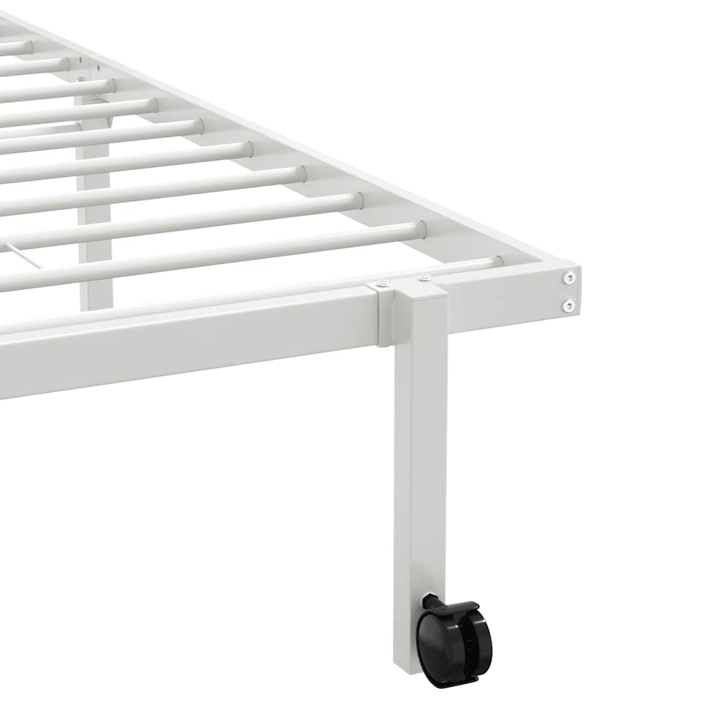 Sengeramme uten madrass sammenleggbar hvit 90x190 cm stål