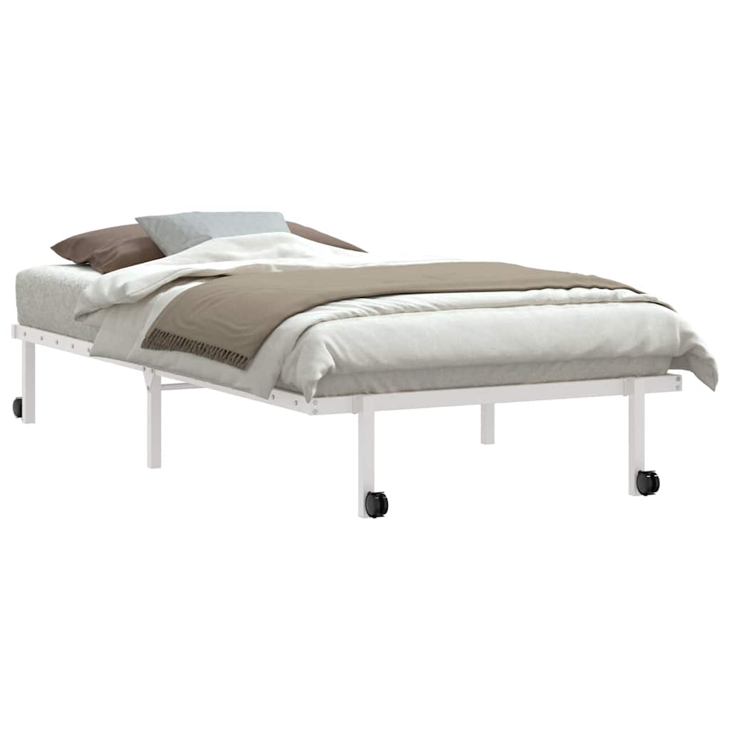 Sengeramme uten madrass sammenleggbar hvit 100x190 cm stål