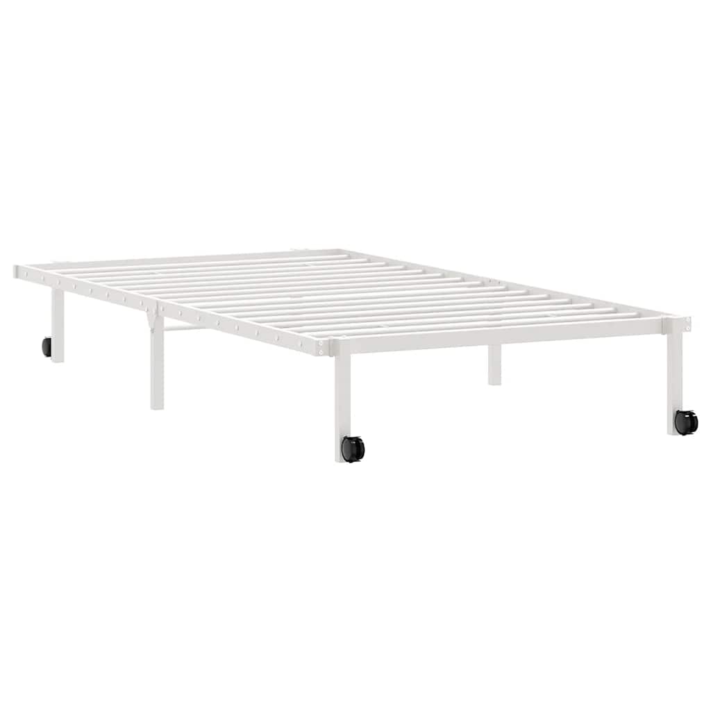 Sengeramme uten madrass sammenleggbar hvit 100x190 cm stål