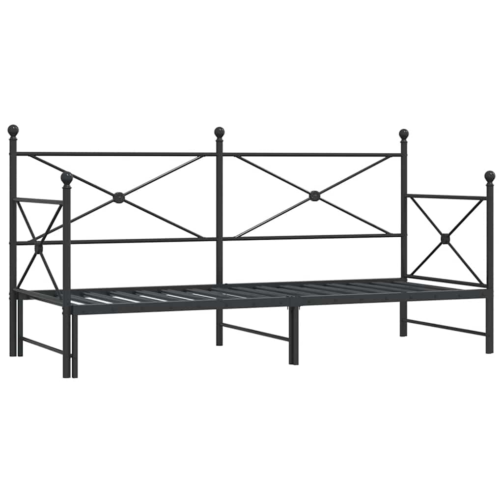Dagseng med trille uten madrass svart 90x190 cm stål
