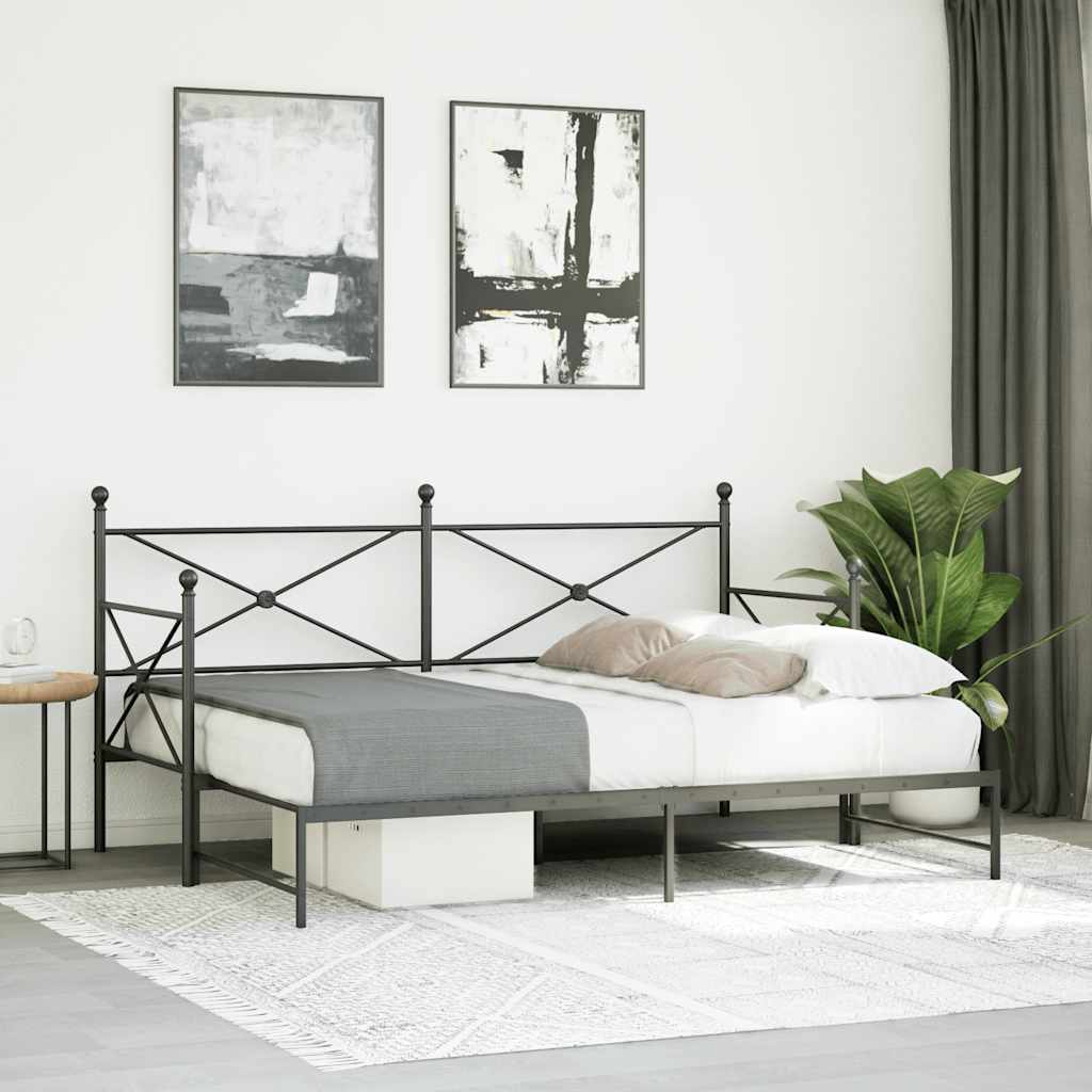 Dagseng med trille uten madrass svart 90x190 cm stål
