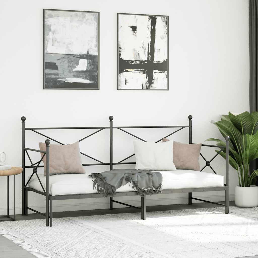 Dagseng med trille uten madrass svart 90x190 cm stål