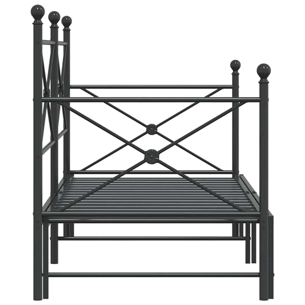 Dagseng med trille uten madrass svart 90x190 cm stål