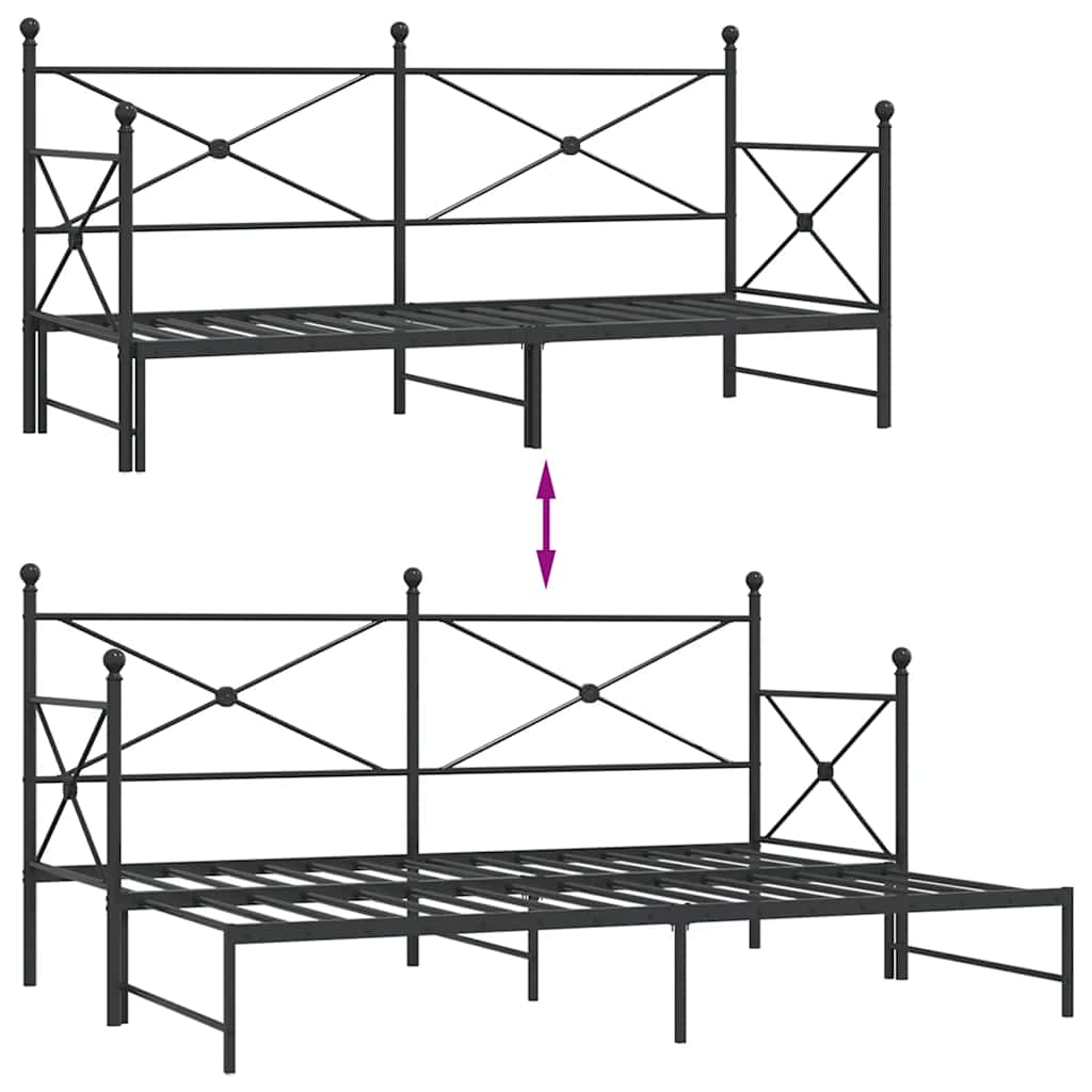 Dagseng med trille uten madrass svart 90x190 cm stål