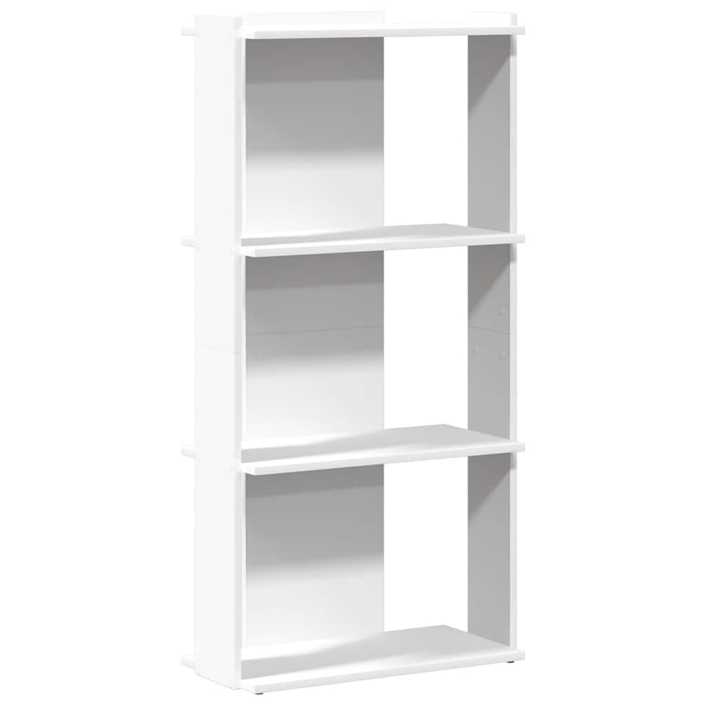 Bokhylle 3 etasjer hvit 60x30x120 cm konstruert tre