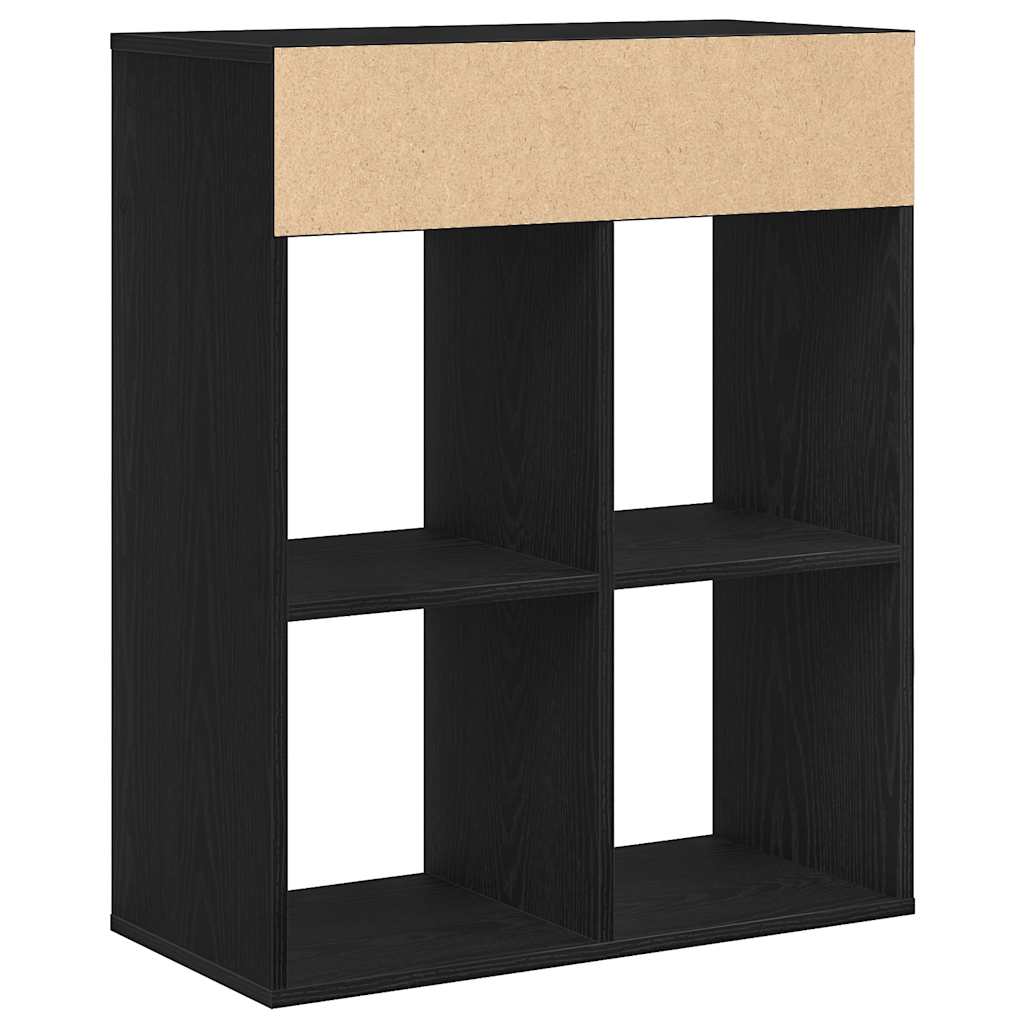 Bokhylle svart 66x31x80 cm konstruert tre