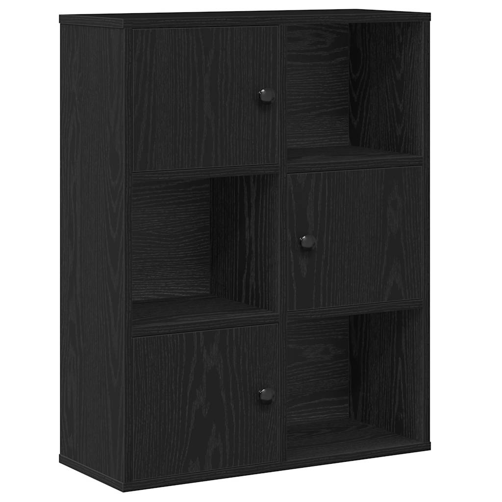 Bokhylle svart eik 60x24x76,5 cm konstruert tre
