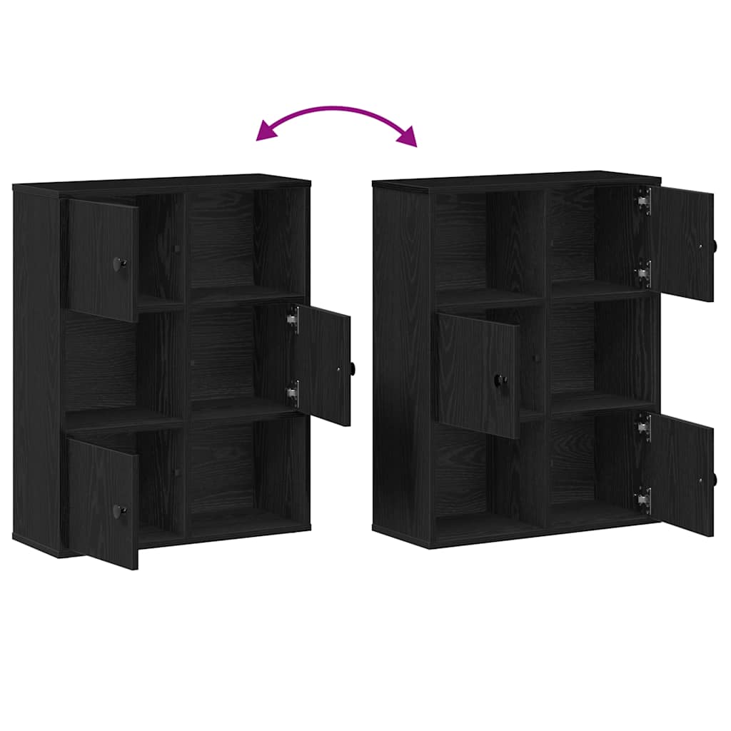 Bokhylle svart eik 60x24x76,5 cm konstruert tre