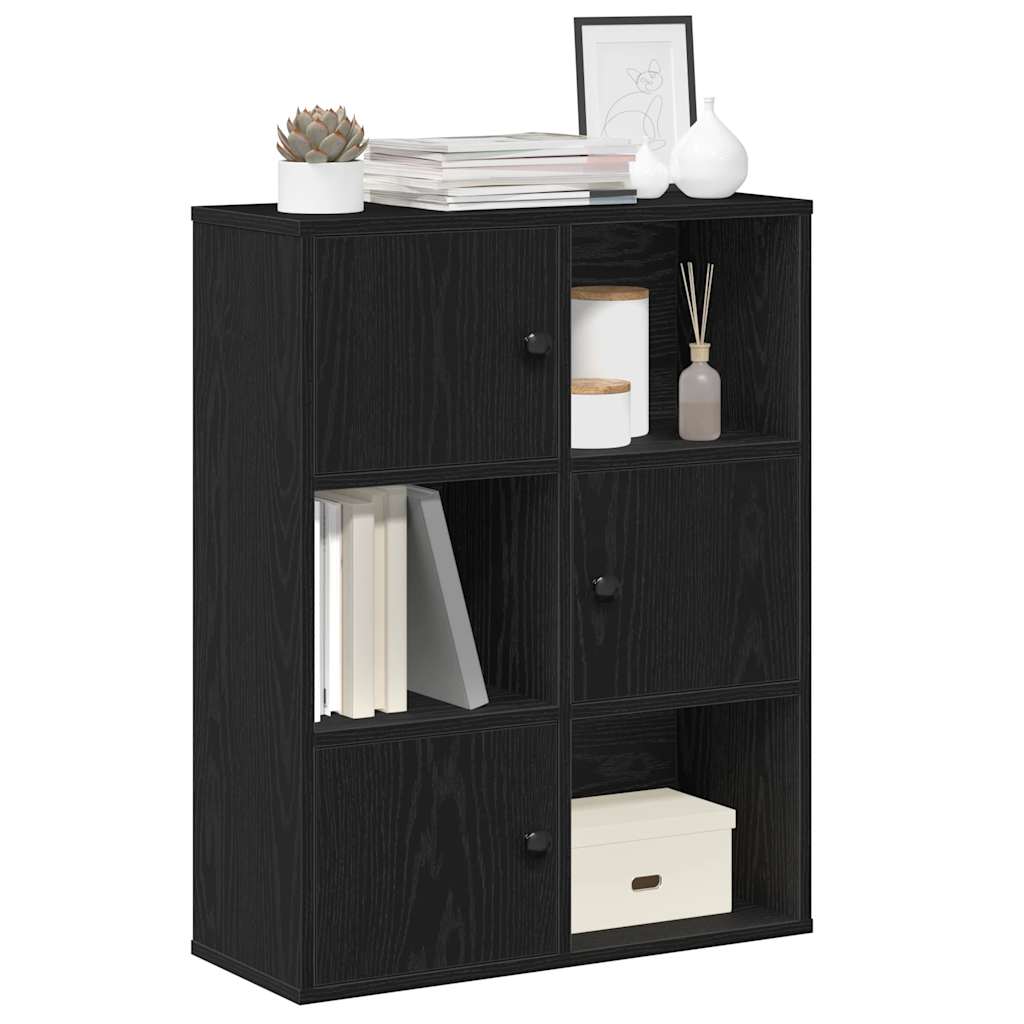 Bokhylle svart eik 60x24x76,5 cm konstruert tre