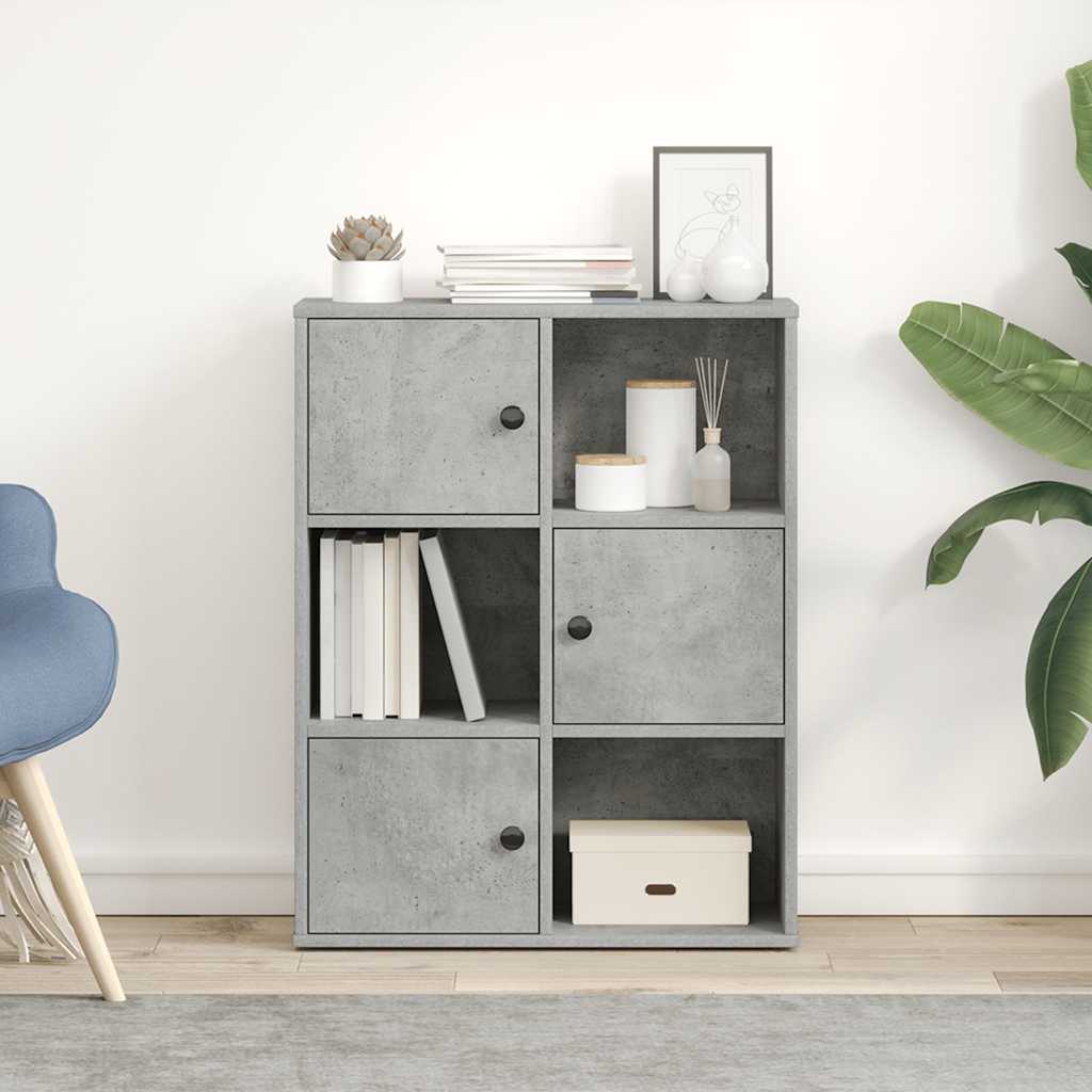 Bokhylle betonggrå 60x24x76,5 cm konstruert tre