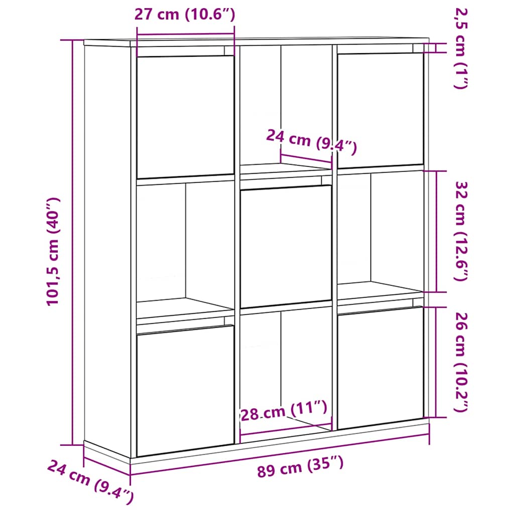 Bokhylle røkt eik 89x24x101,5 cm konstruert tre