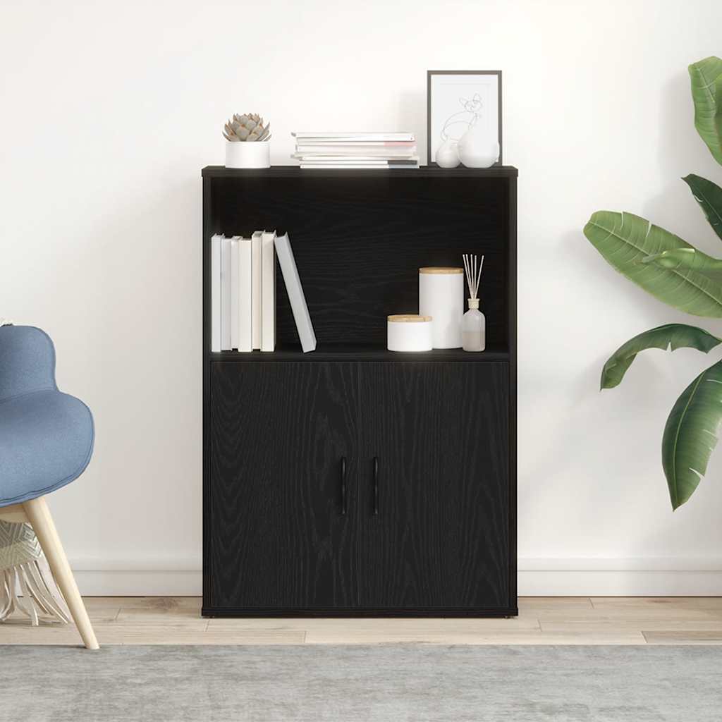 Bokhylle svart eik 60x24x85 cm konstruert tre