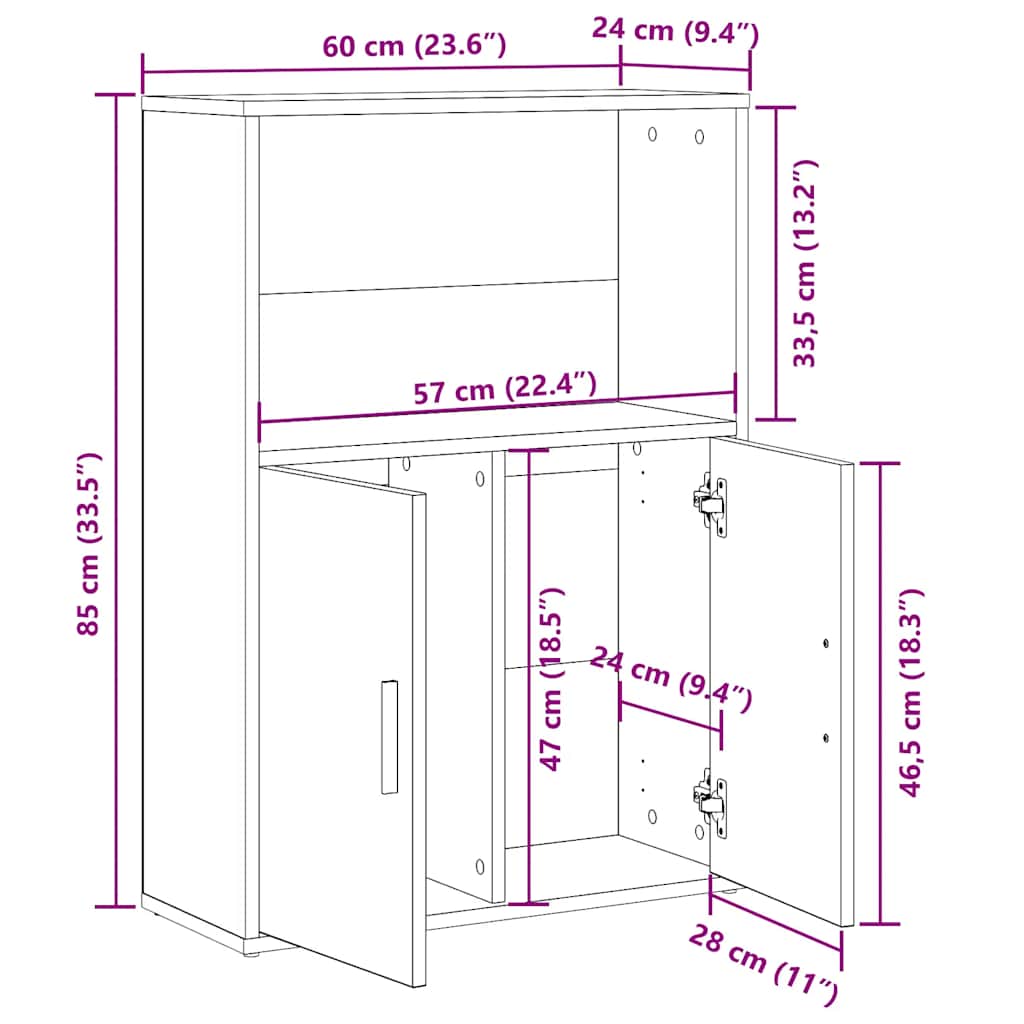 Bokhylle røkt eik 60x24x85 cm konstruert tre