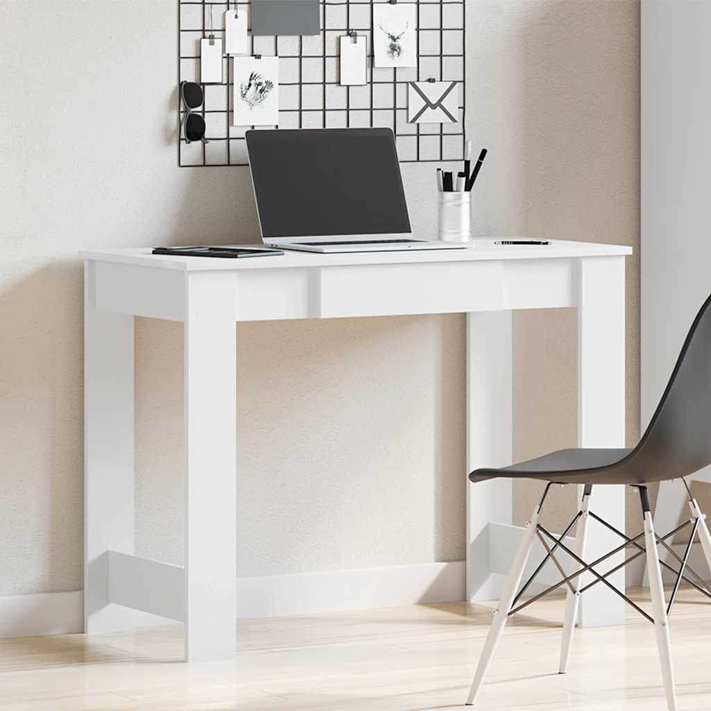 Skrivebord hvit 100x45x75 cm konstruert tre