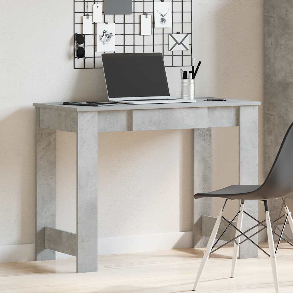 Skrivebord betonggrå 100x45x75 cm konstruert tre