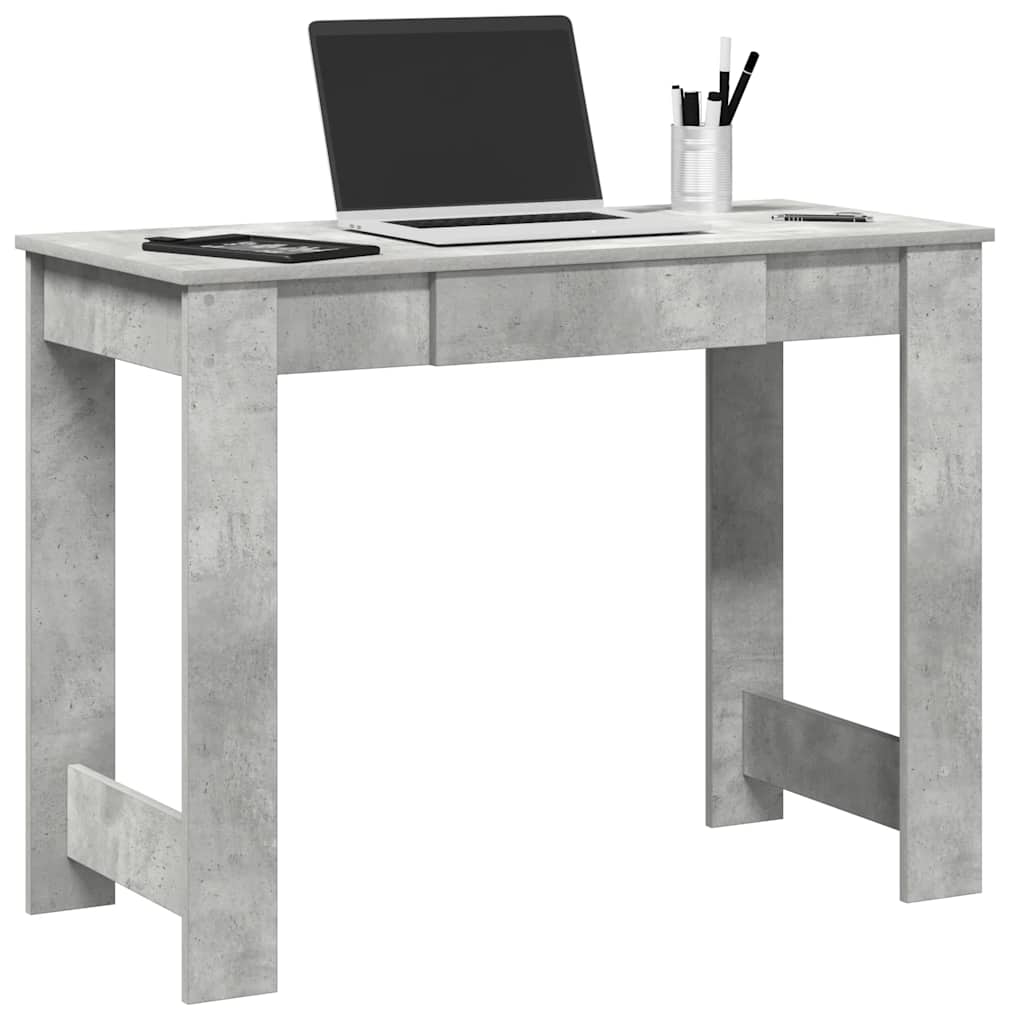 Skrivebord betonggrå 100x45x75 cm konstruert tre