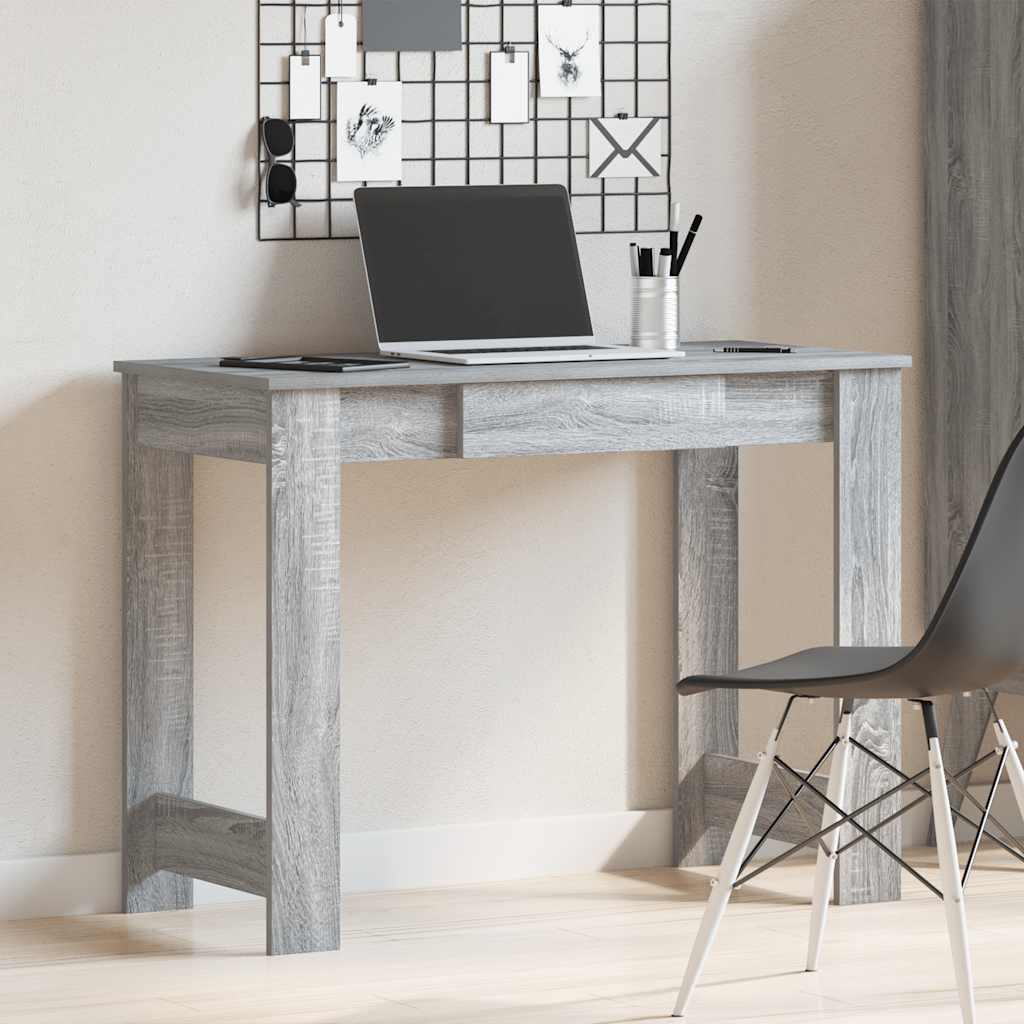 Skrivebord grå sonoma 100x45x75 cm konstruert tre