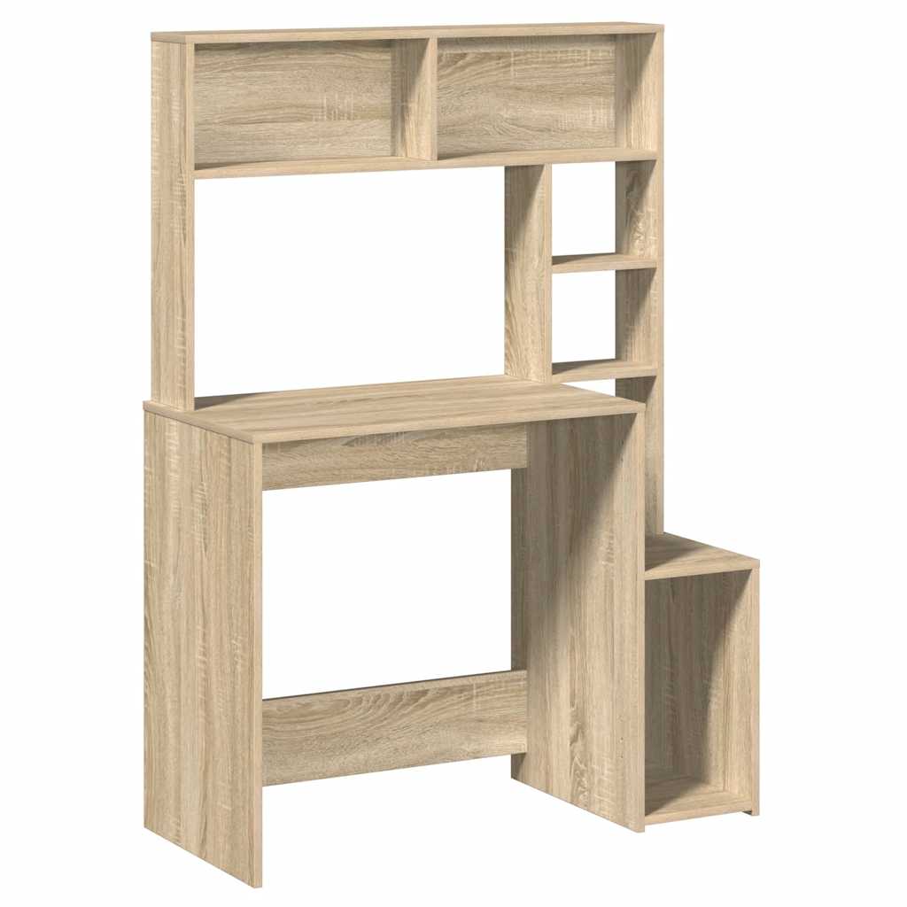 Skrivebord med hyller sonoma eik 100x45x140 cm konstruert tre