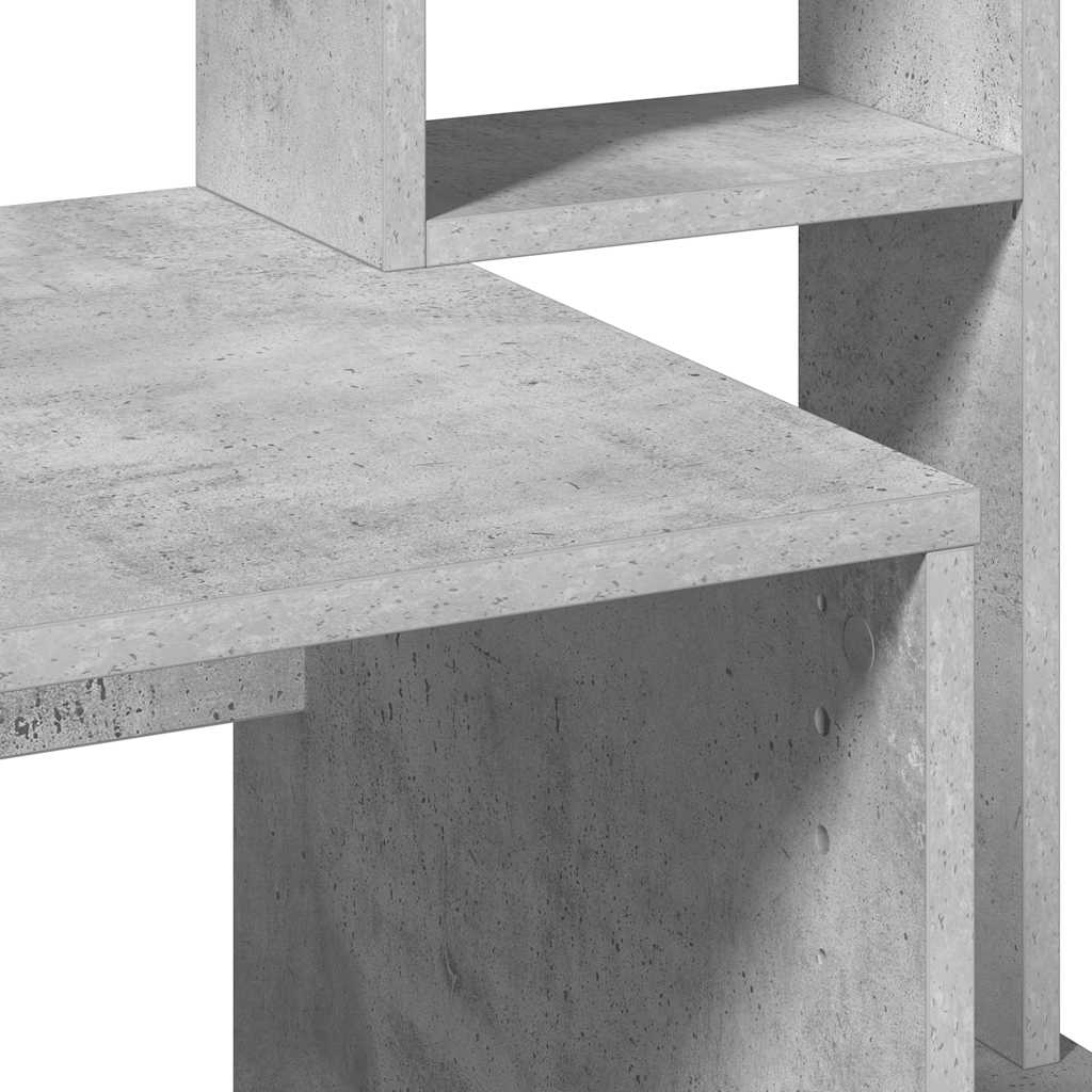 Skrivebord med hyller betonggrå 100x45x140 cm konstruert tre