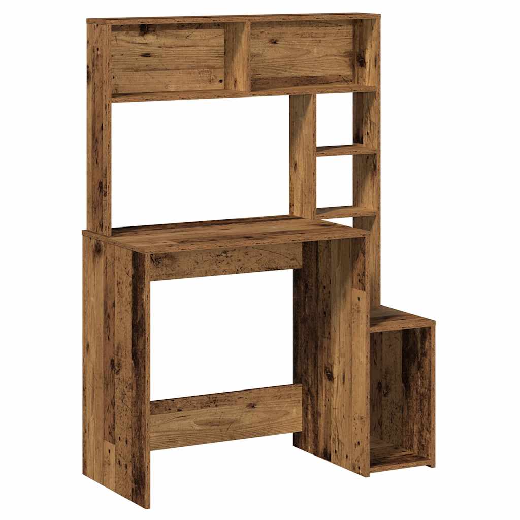 Skrivebord med hyller gammelt tre 100x45x140 cm konstruert tre
