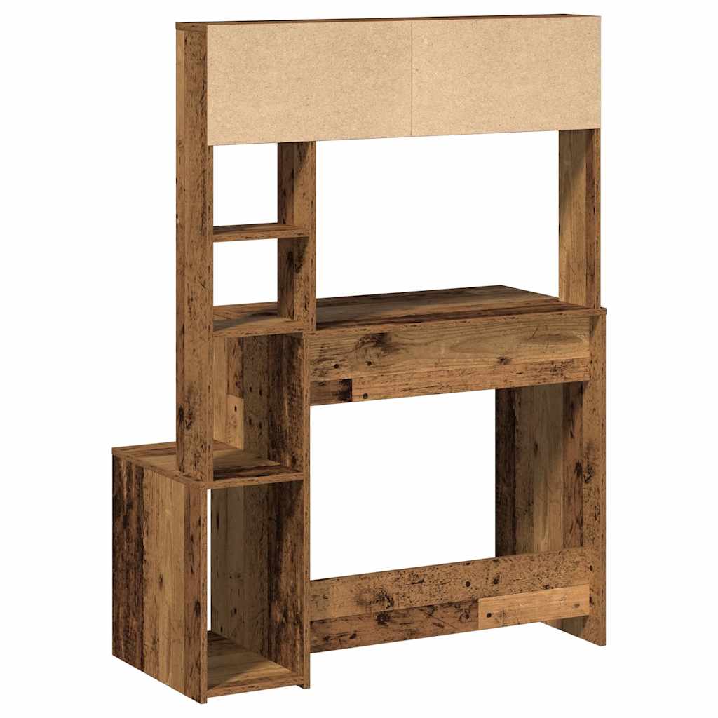 Skrivebord med hyller gammelt tre 100x45x140 cm konstruert tre