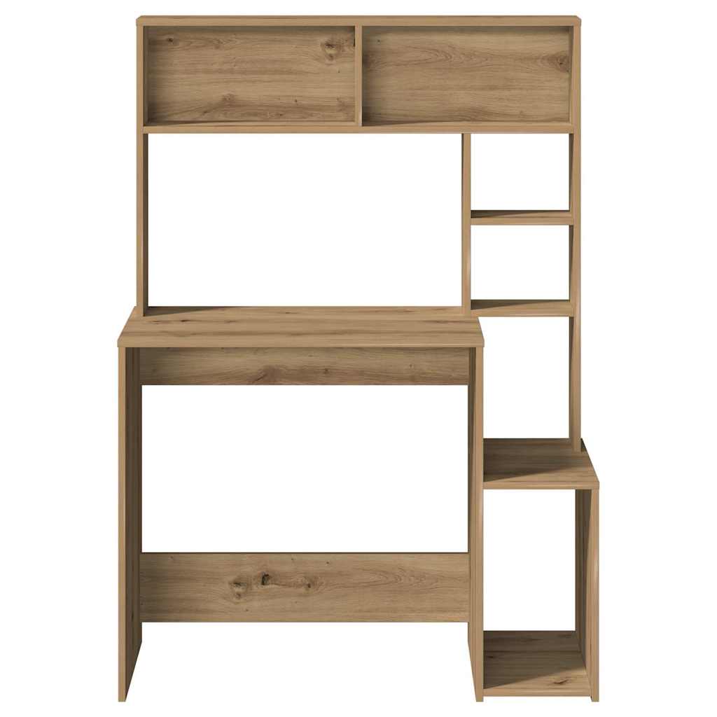 Skrivebord med hyller artisan eik 100x45x140 cm konstruert tre