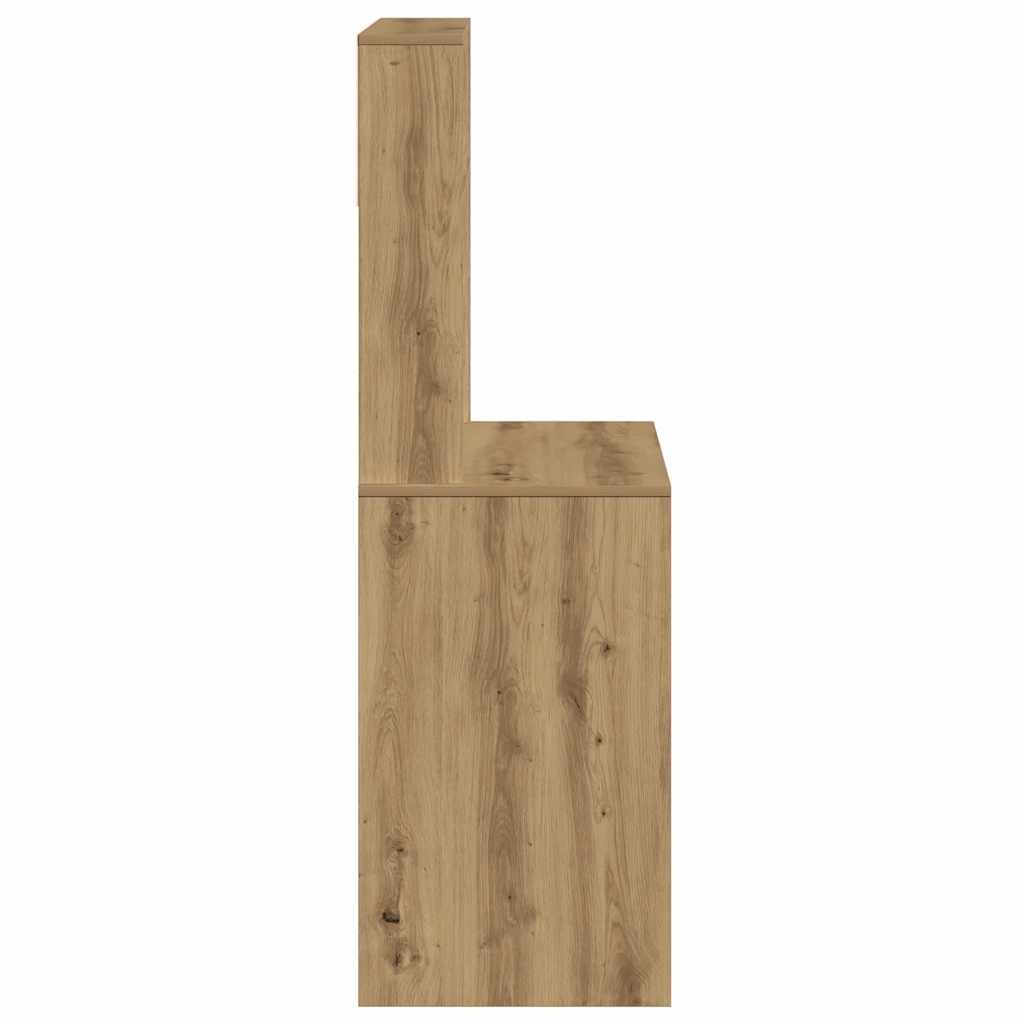 Skrivebord med hyller artisan eik 100x45x140 cm konstruert tre