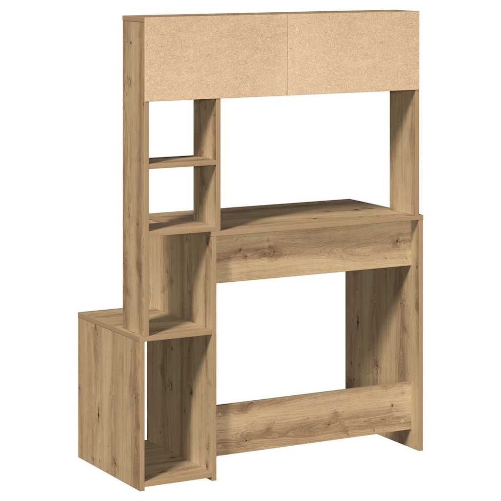 Skrivebord med hyller artisan eik 100x45x140 cm konstruert tre