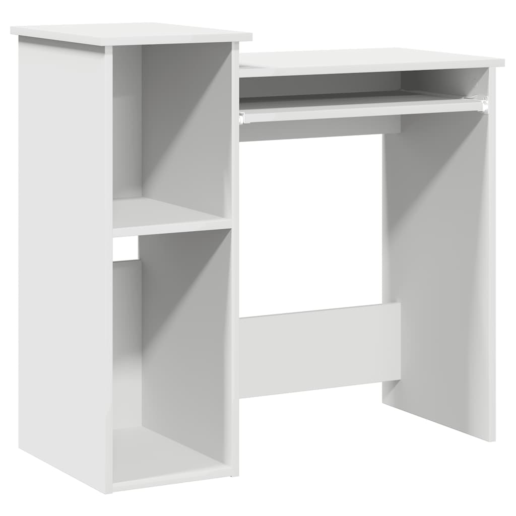 Skrivebord med hyller hvit 84x40x78 cm konstruert tre