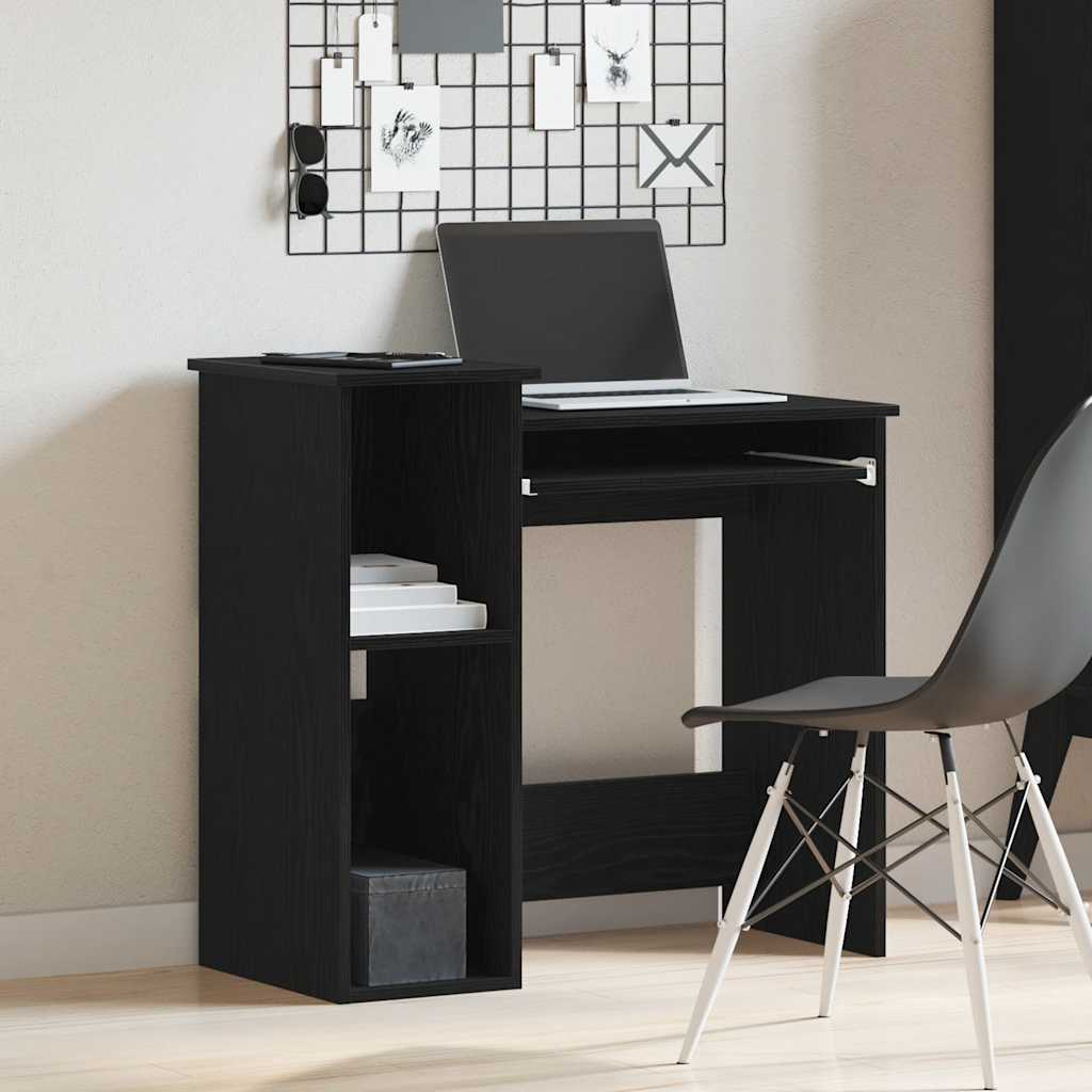 Skrivebord med hyller svart 84x40x78 cm konstruert tre