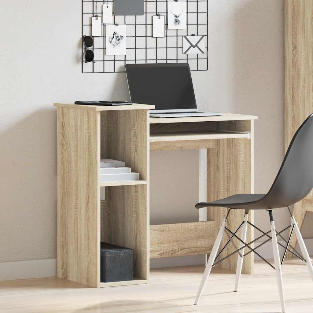 Skrivebord med hyller sonoma eik 84x40x78 cm konstruert tre
