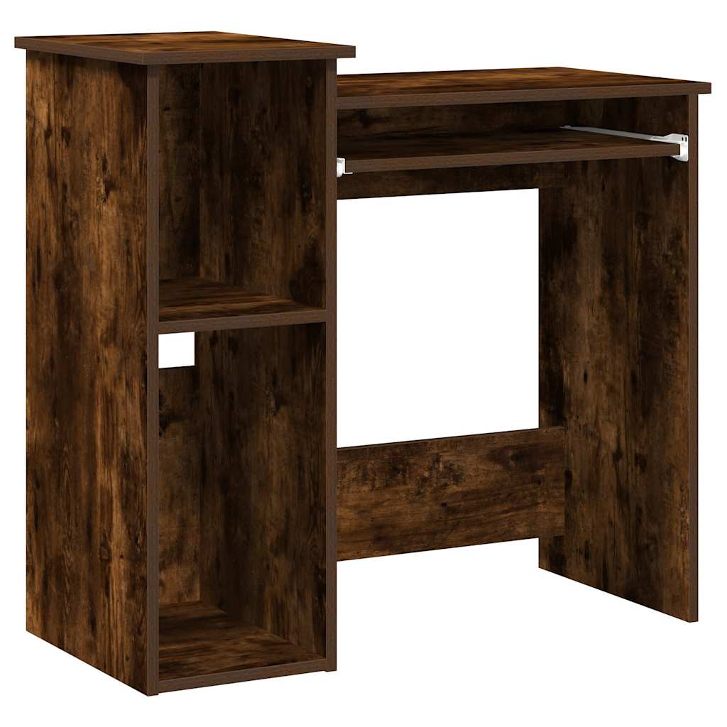 Skrivebord med hyller røkt eik 84x40x78 cm konstruert tre