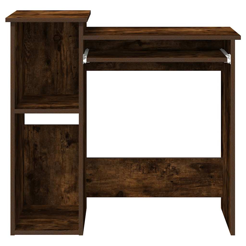 Skrivebord med hyller røkt eik 84x40x78 cm konstruert tre